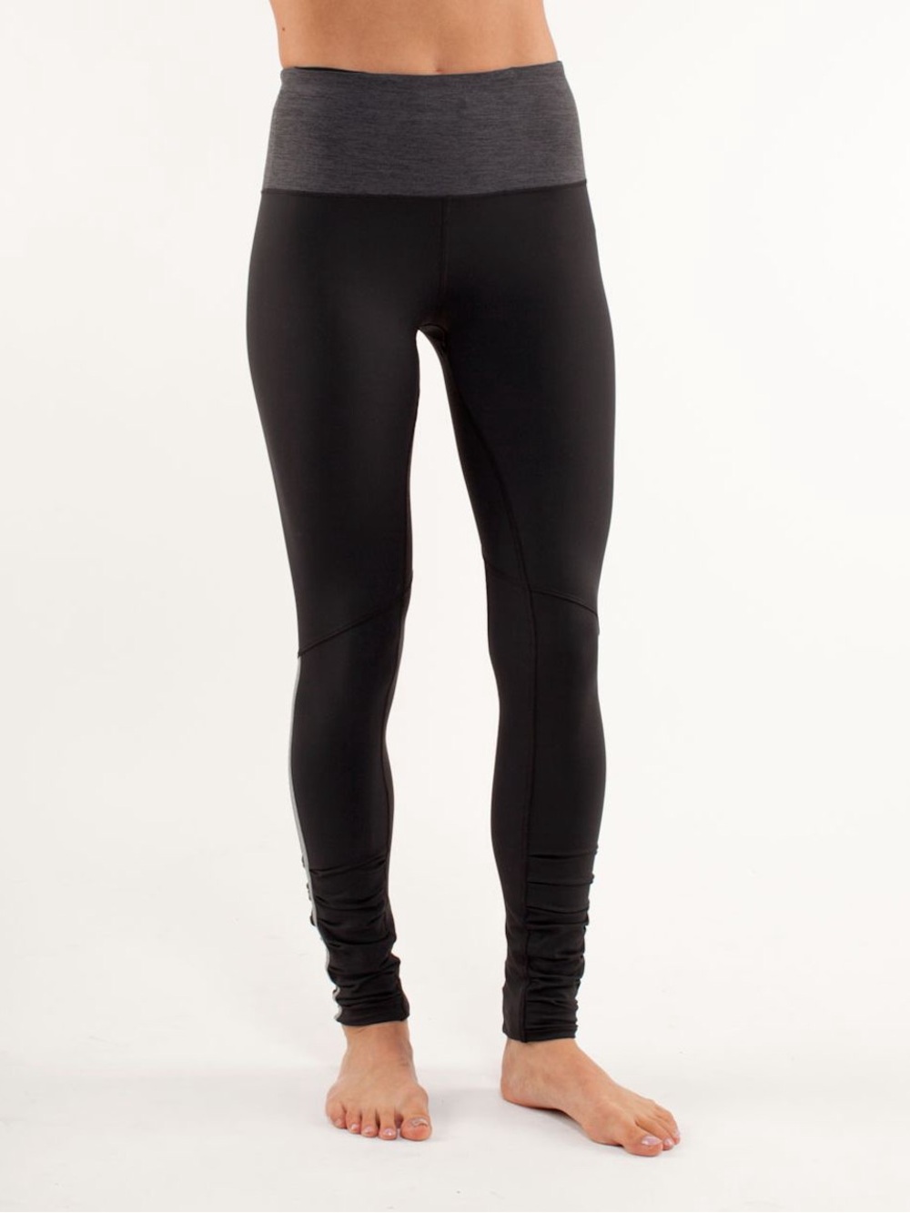 Lululemon Back On Track Ruched Run Tight Leggings 4 Black Gray